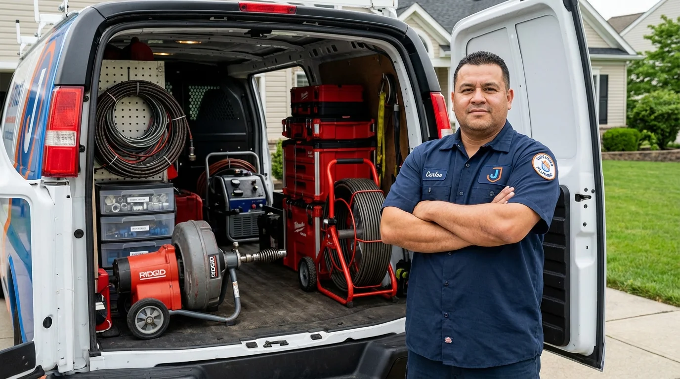 Professional drain cleaning equipment and Johns Plumbing LLC plumber in Hays
